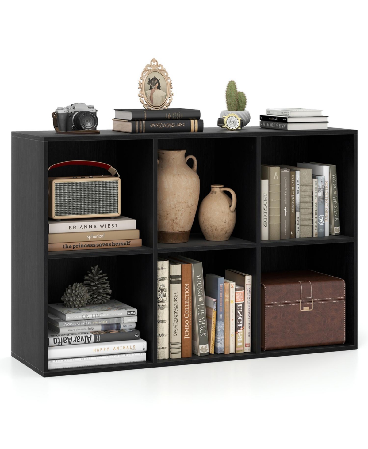 Slickblue Modern 6-Cube Organizer Bookcase with Anti-Tip Hardware