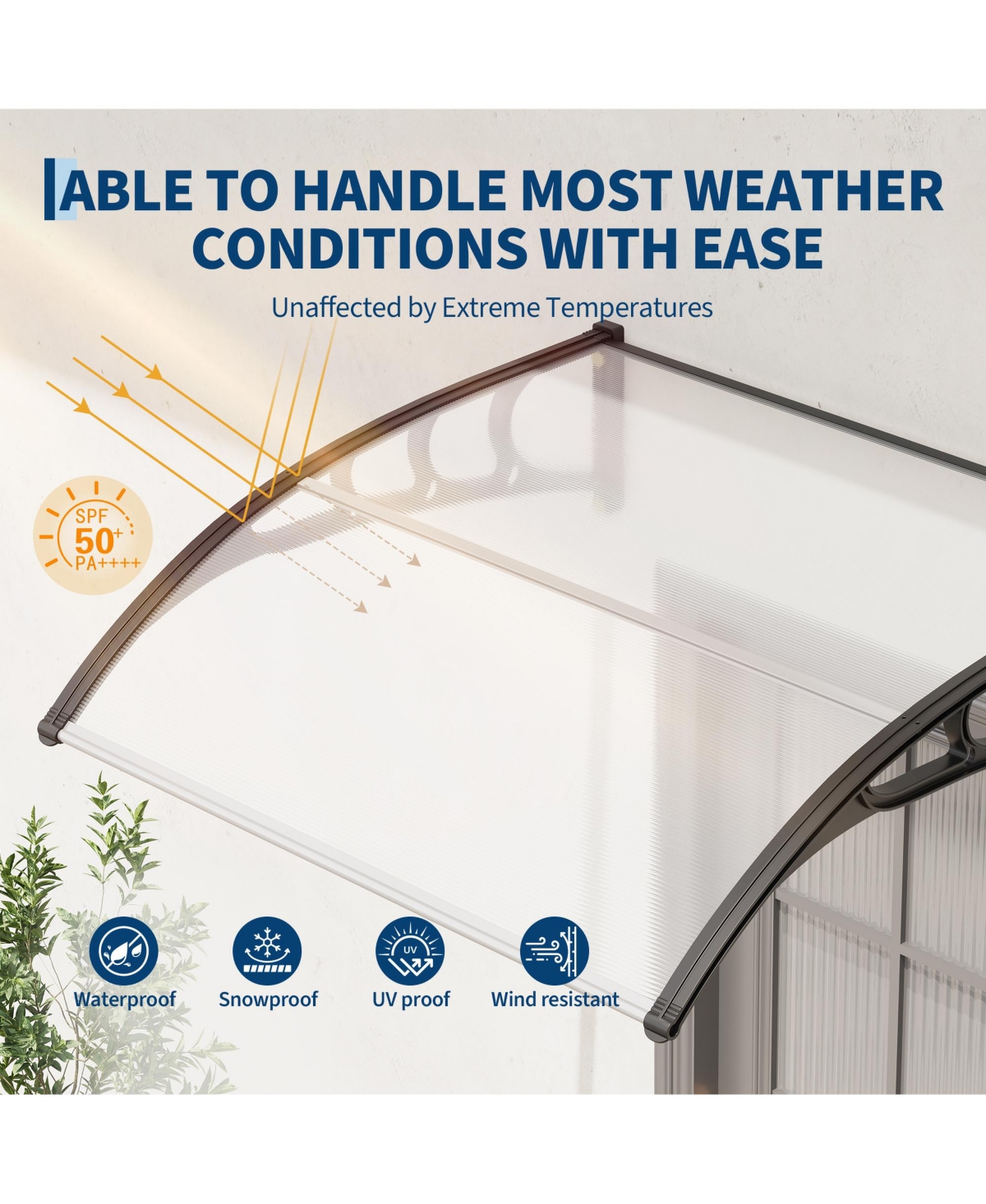 gaomon 40inchx40 inches Window Awning Canopy Exterior, Polycarbonate Cover, for Door Entrance, Clear