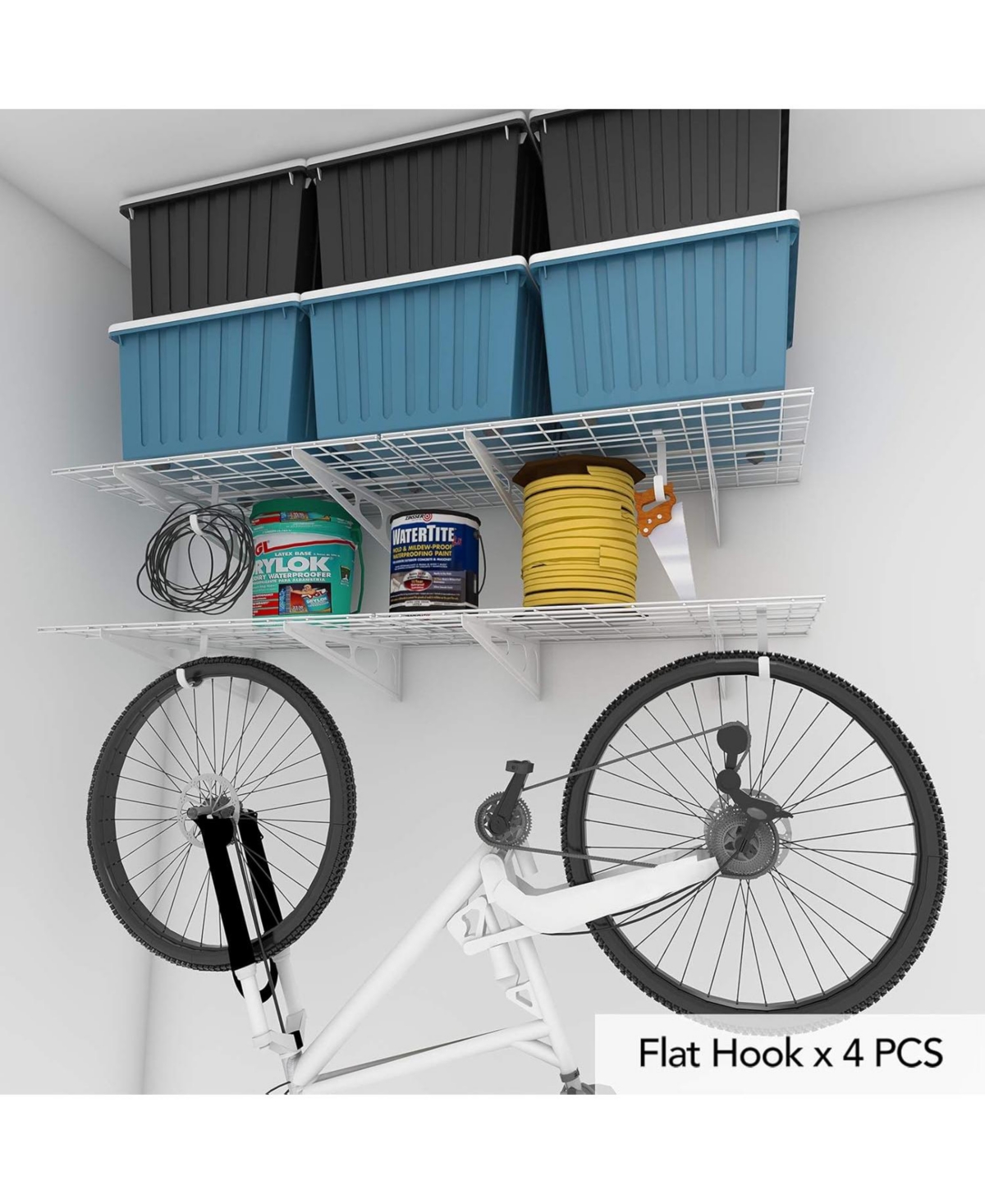 Fleximounts 2-Pack 2x6ft Garage Shelving with Hooks 24-inch-by-72-inch Wall Shelf