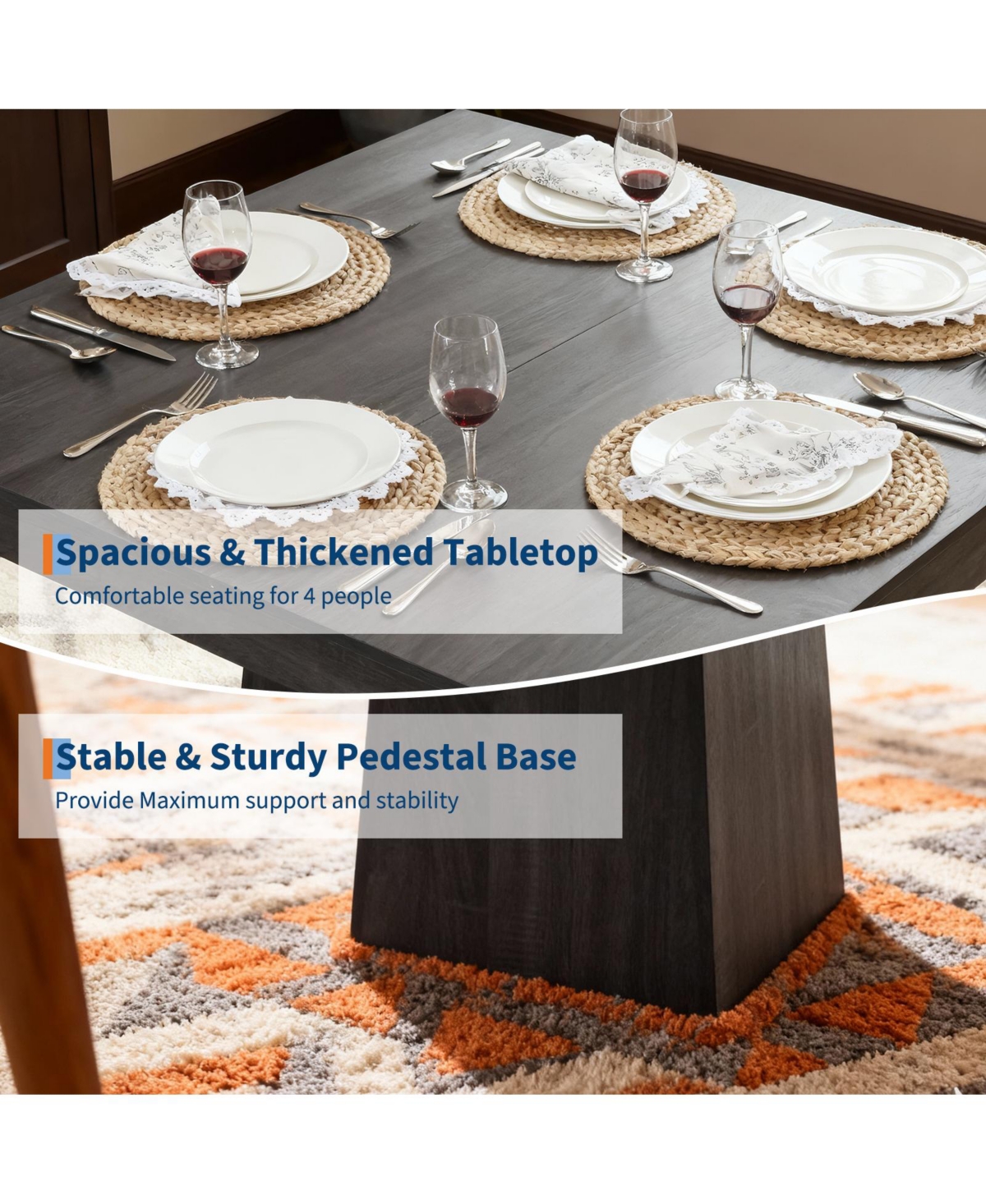 gaomon 31.5" Modern Wood Farmhouse Kitchen Square Dining Table for Kitchen, Living Room, Cafe, Apartment, Small Spaces