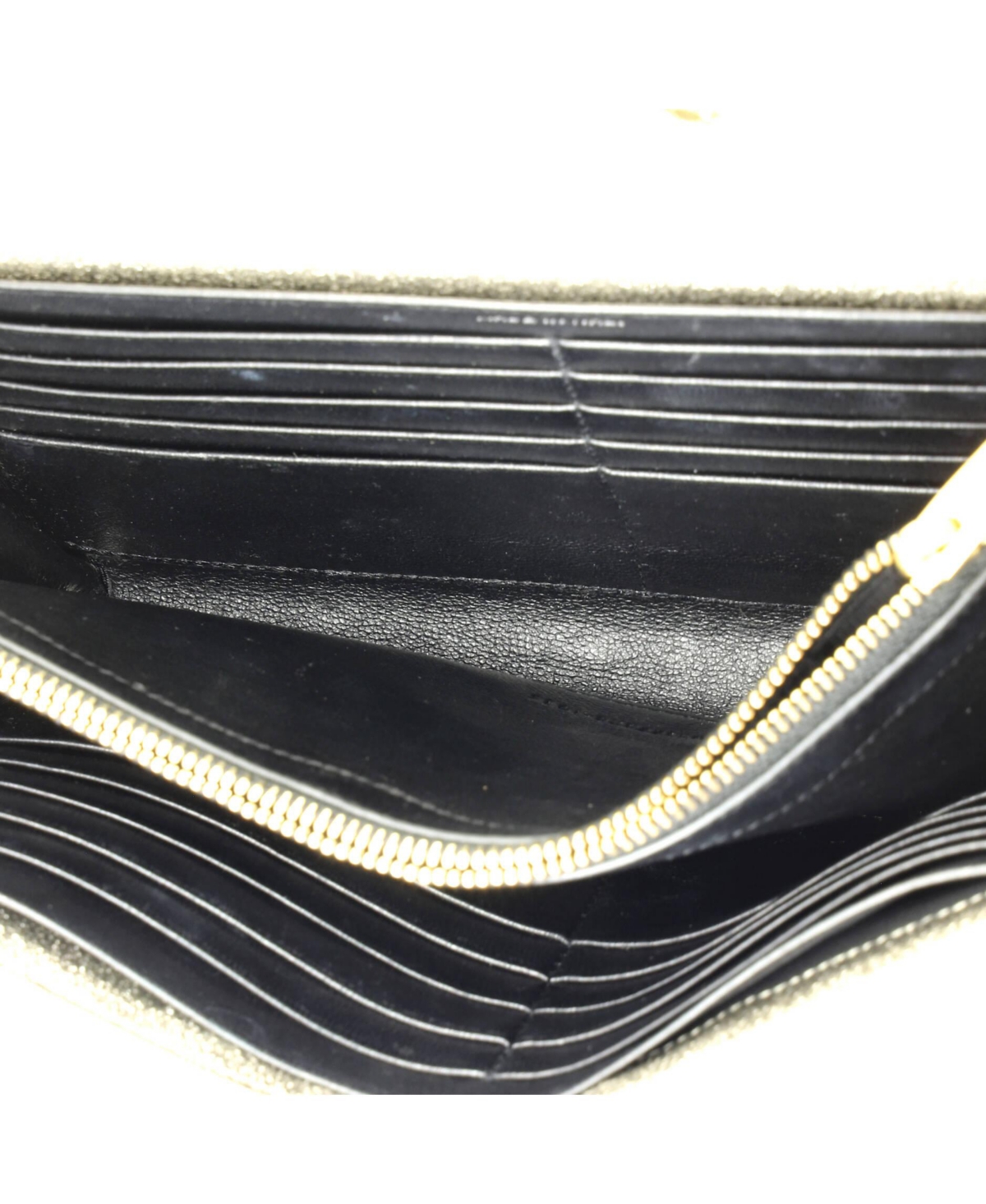 Pre-Owned Saint Laurent Medium Classic Monogram Wallet on Chain Matelasse Chevron Metallic Leather