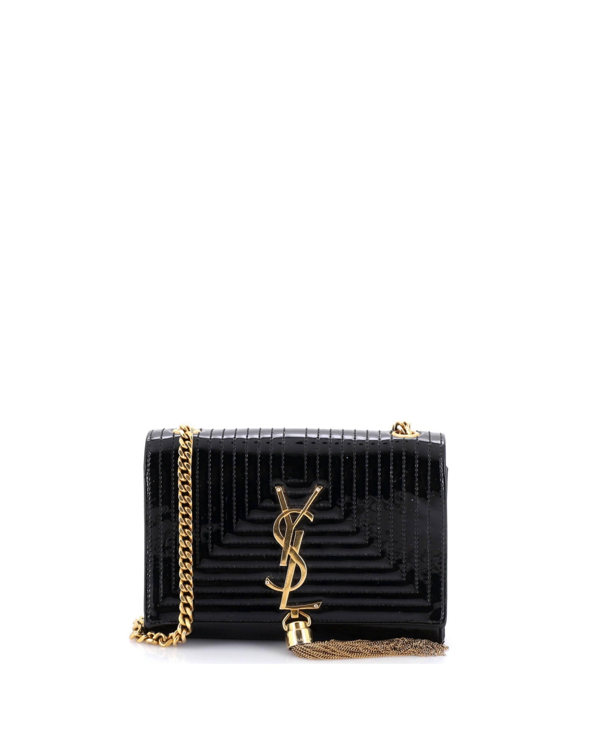 Pre-Owned Saint Laurent Small Classic Monogram Tassel Crossbody Bag Quilted Patent