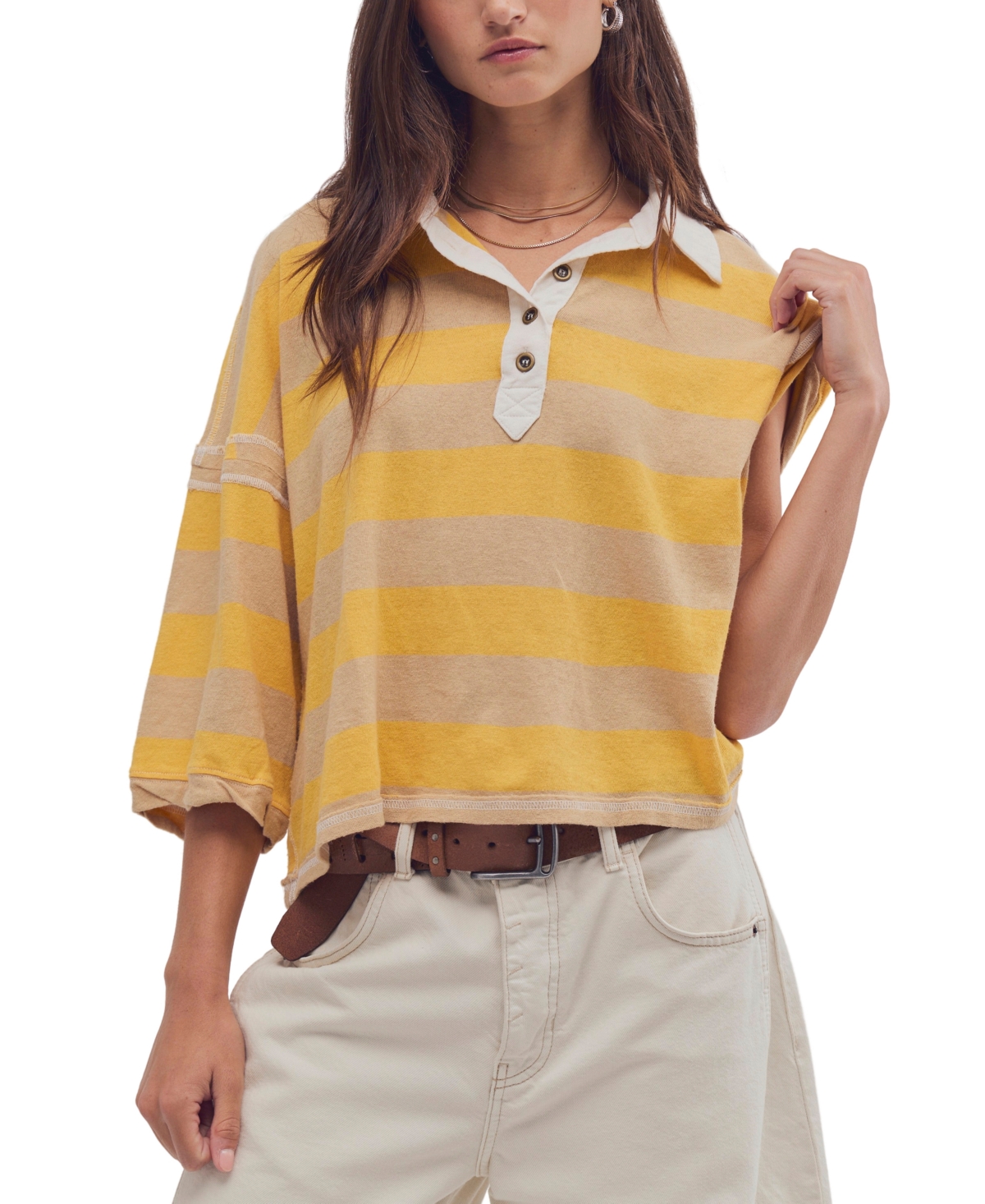 Free People Women's Auggie Collared Oversized T-Shirt