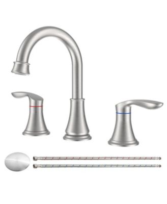2-Handle 8 inch Widespread Bathroom Sink Faucet Brushed Nickel Lavatory Faucet 3 Hole 360degree(s) Swivel Spout Vanity Sink Basin Faucets