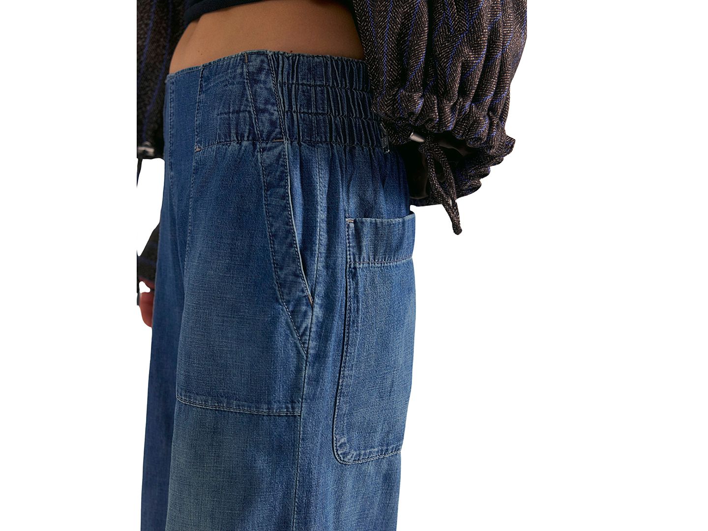 Женские джинсы Free People We The Free Mid-Rise Wide-Leg Utility, цвет: Кобальтовый — фото 4