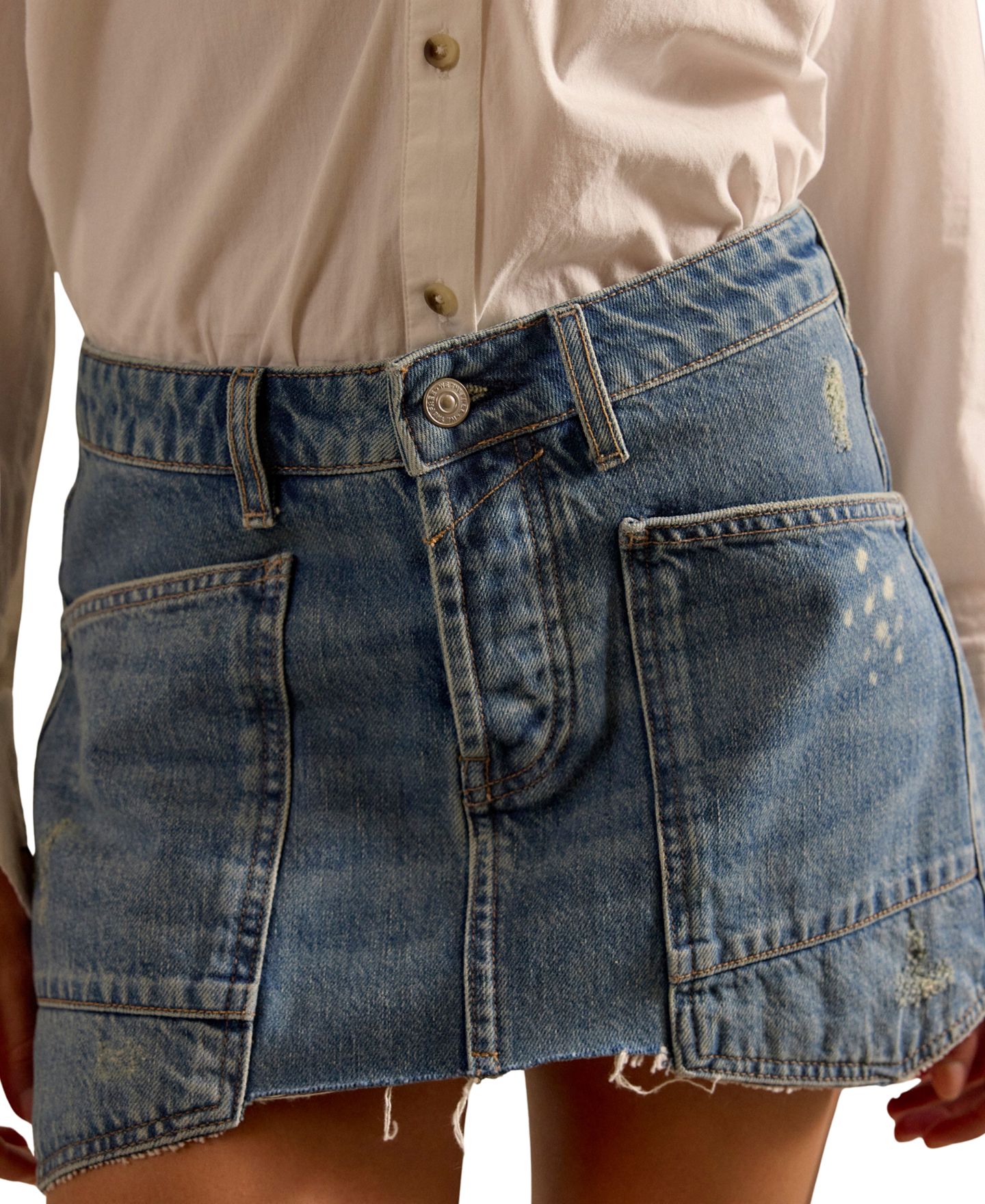 Женская юбка Free People We The Free Mini Denim Skirt, цвет: Синий — фото 1