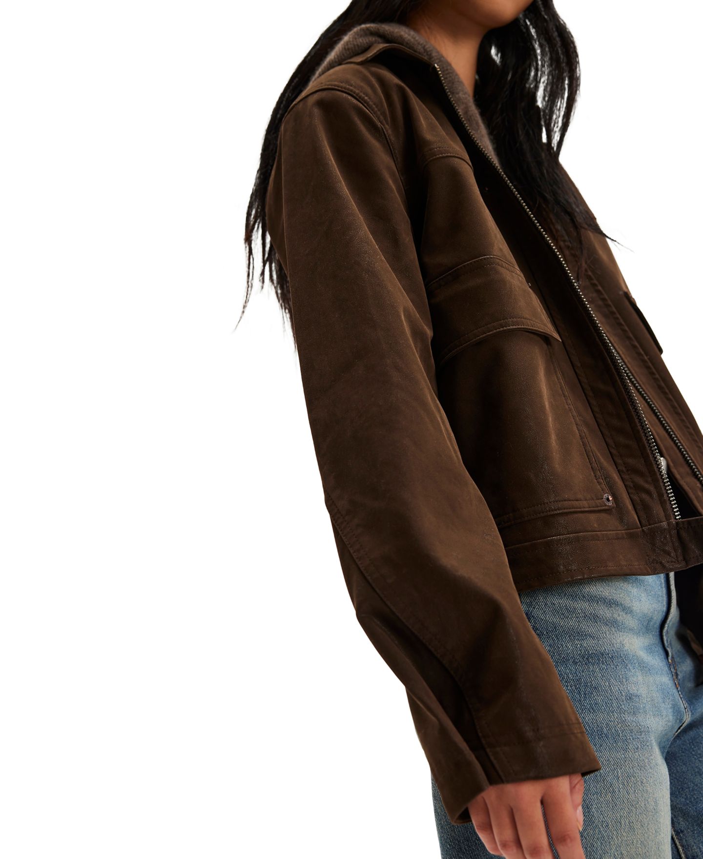 Женская куртка Free People Boxy Collared Neck, цвет: Тёмный коричневый — фото 4