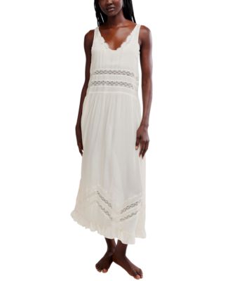 Women's Scoop Neck Voile & Lace Midi Dress
