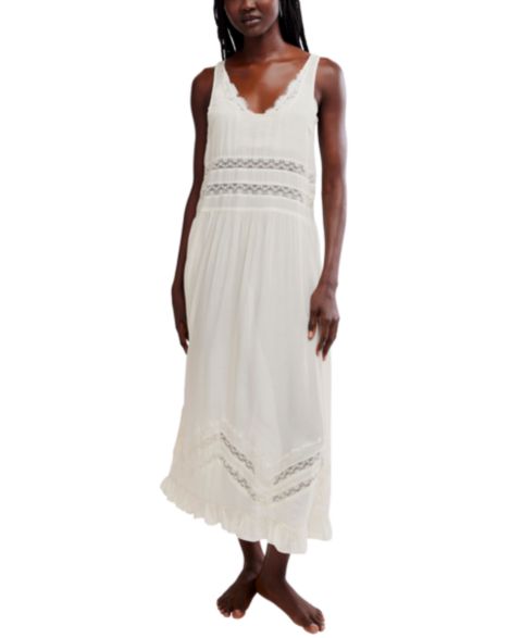 Женское платье Free People Scoop Neck Voile & Lace Midi, цвет: Слоновая кость комбинированный