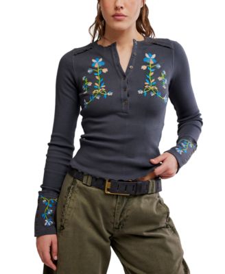 Women's Embroidered Crewneck Top