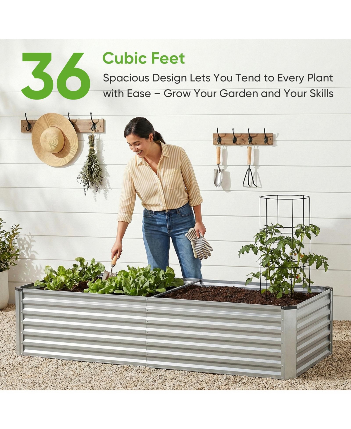 Pocassy 6x3x2feet Outdoor Metal Raised Garden Bed, Large Outdoor Planters Garden for Vegetables Flowers Herbs