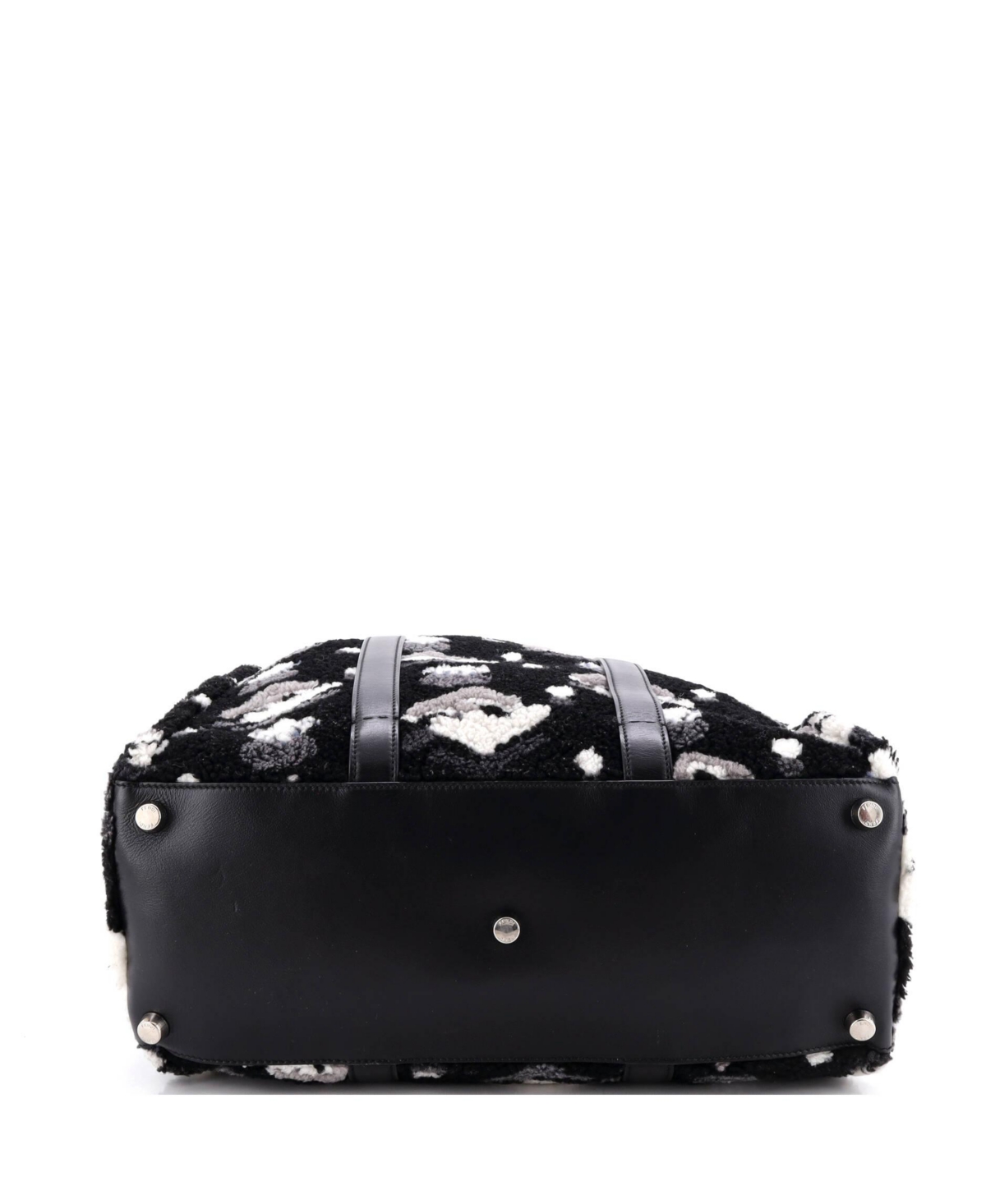 Pre-Owned Fendi Large Convertible Shopping Tote Printed Shearling