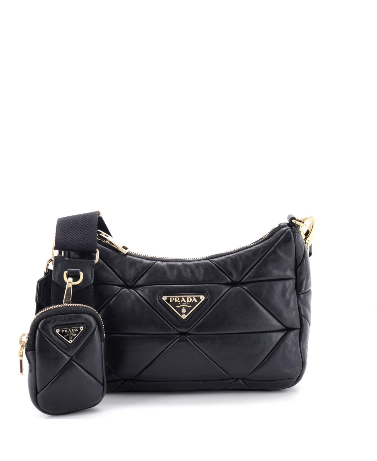 Pre-Owned Prada Small System Re-Edition Shoulder Bag Quilted Nappa Leather
