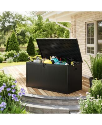 150 Gallon Heavy Duty Resin Deck Box Outdoor Storage and Weatherproof Lockable Lid Spacious Bin for Patio Garden Porch Pool Supplies