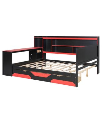 Gaming Daybed with Desk, Storage, Lights and Charging Station