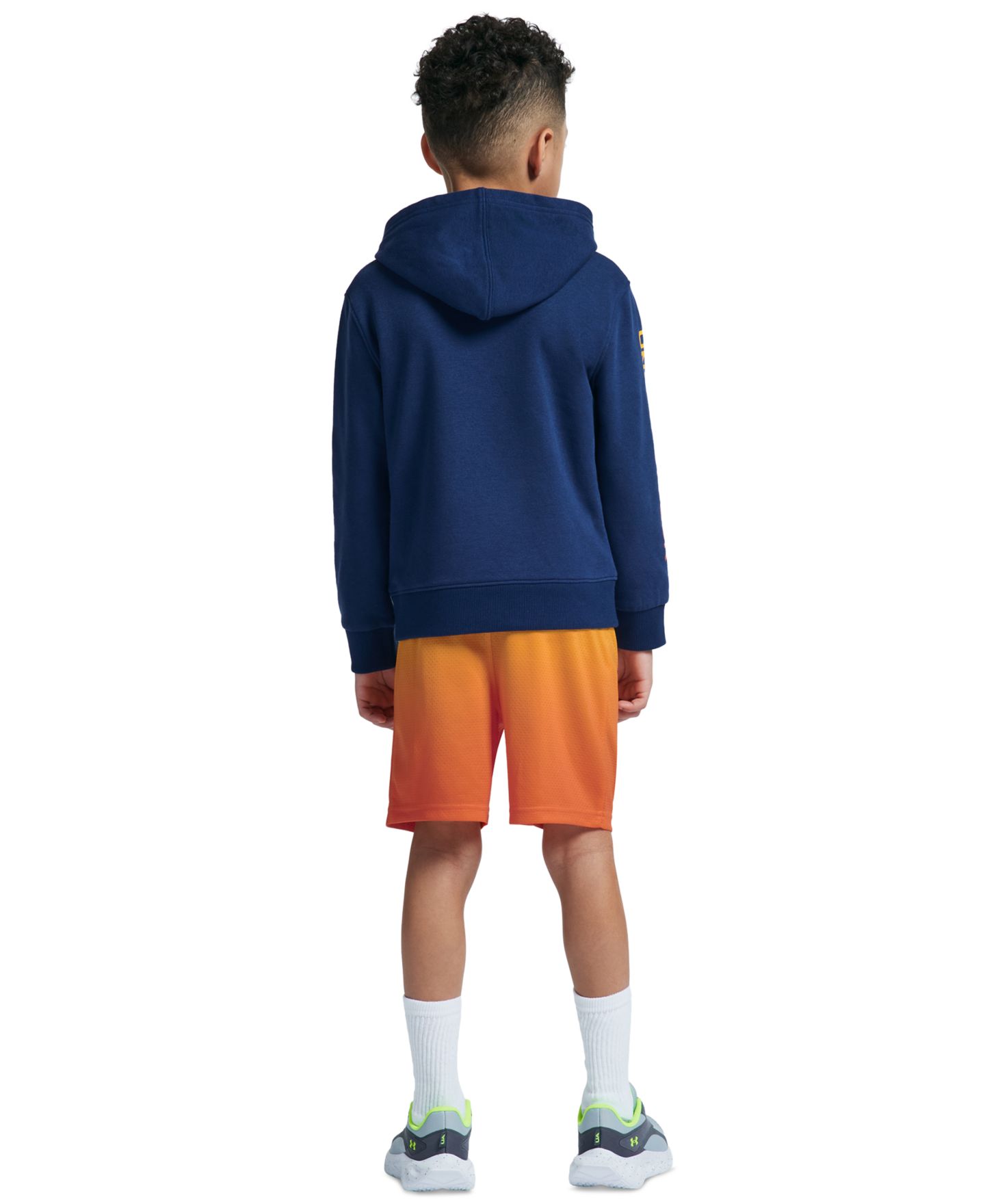 Детский комплект Under Armour: худи с длинным рукавом и шорты, 2-7 лет, 2 предмета, цвет: Тёмно-синий / Оранжевый — фото 7