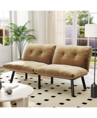 Modern Convertible Futon Sofa Bed, with Adjustable Backrest, Velvet Futon Couch, Convertible Folding sofa Bed, for Small Space, Apartment