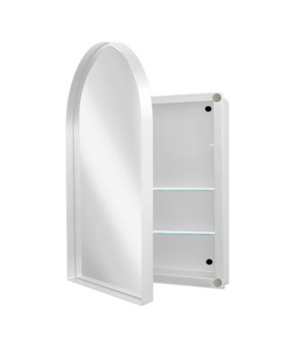Arched Recessed Medicine Cabinet, Metal Framed Bathroom Mirror with Storage, Adjustable Shelves, Wall Cabinet for Bathroom