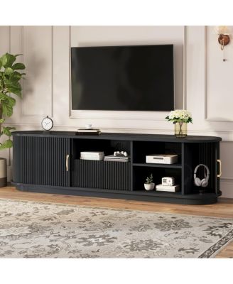 Rustic Farmhouse TV Stand Sliding Doors and Drawer