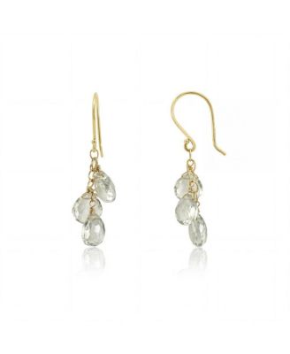  Amethyst Bead Dangle Earrings 14K  Gold