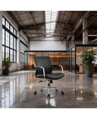Adjustable Height Executive Office Chair, Modern Leather Desk Chair with Armrests