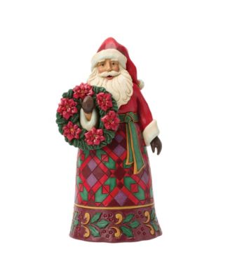 Heartwood Creek Santa with Wreath and Poinsettia Figurine