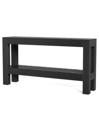 2-Tier Entryway Console Table Farmhouse Style Sofa Table with Storage Shelves