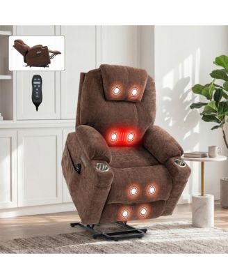 Power Lift Recliner Chair, Heavy Duty, 350 LBS Capacity, Dual Motor, Massage & Heating, USB & Type-C Ports