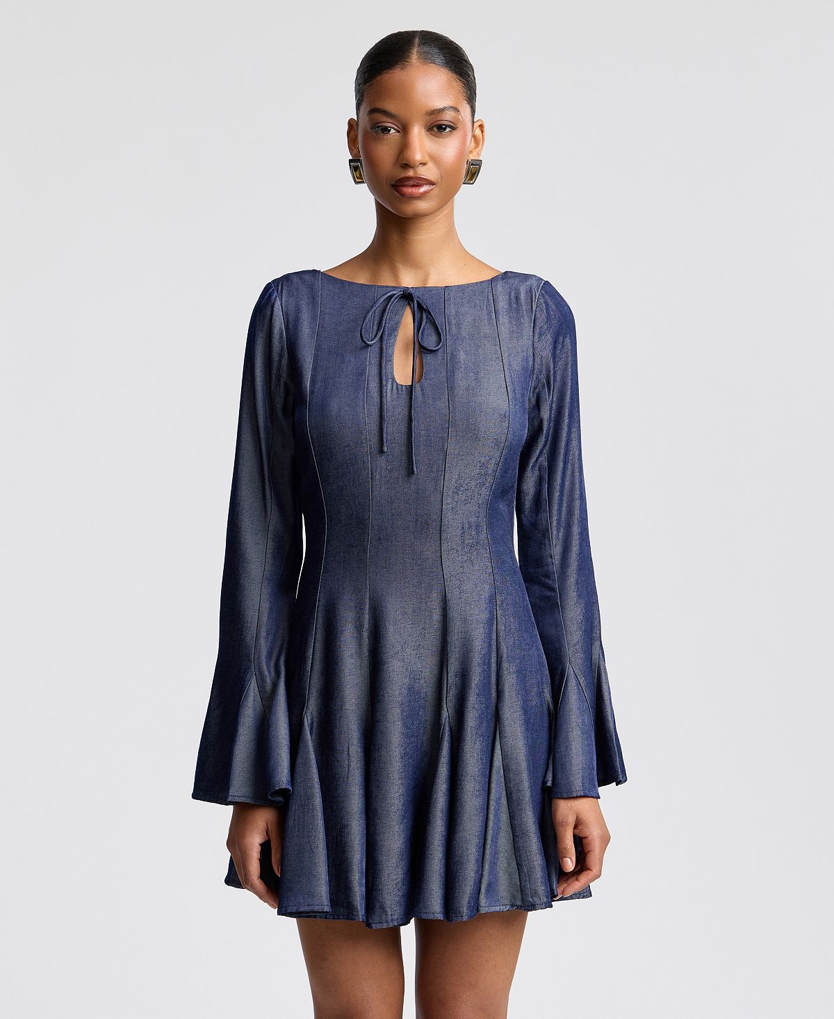 Avec Les Filles Women's Boat Neck Bell-Sleeve Mini Dress view 5 — MAYCSS fashion products