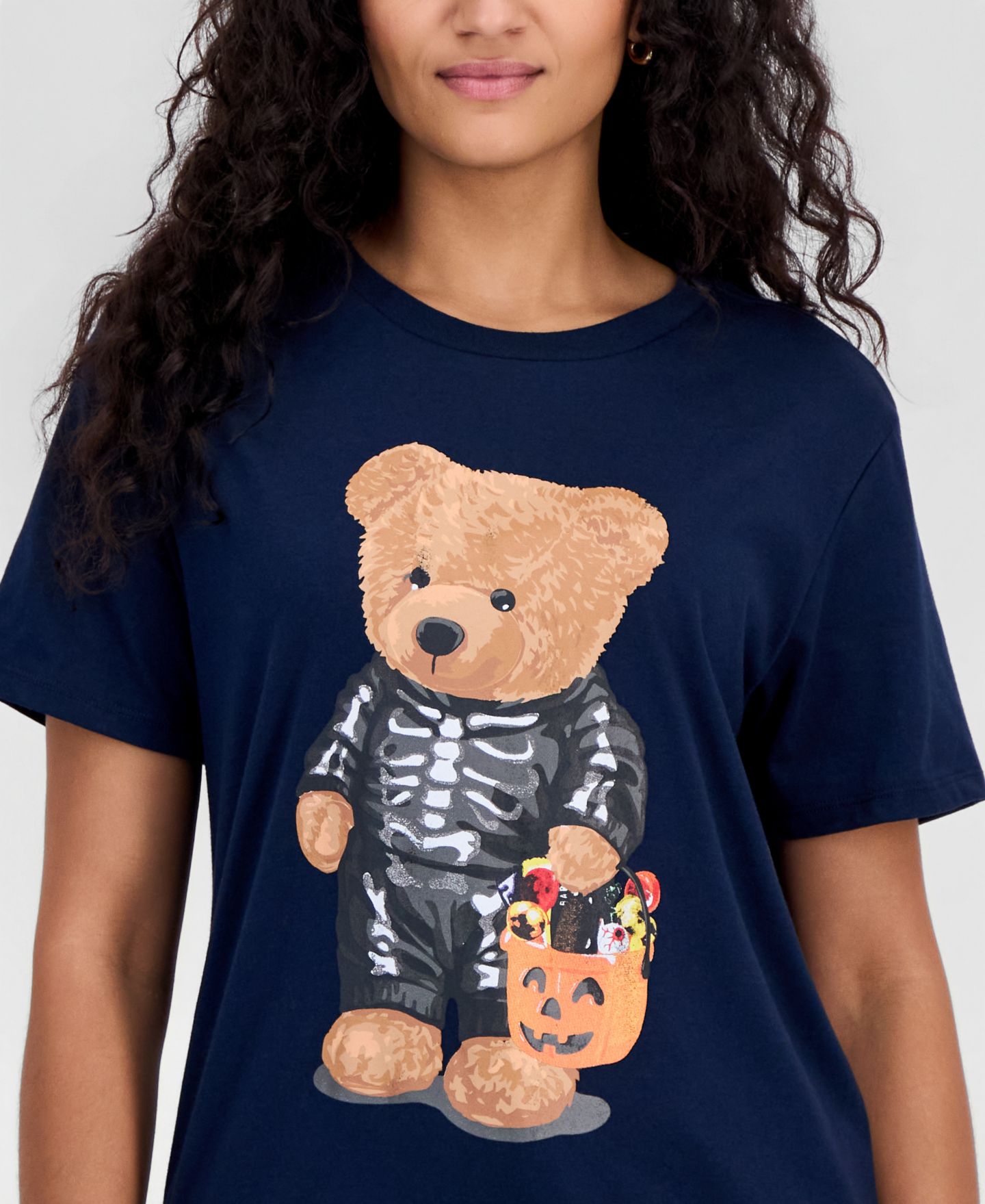 Женская футболка Grayson Threads, The Label Juniors' Skeleton Bear Graphic-Print, цвет: Тёмно-синий — фото 3