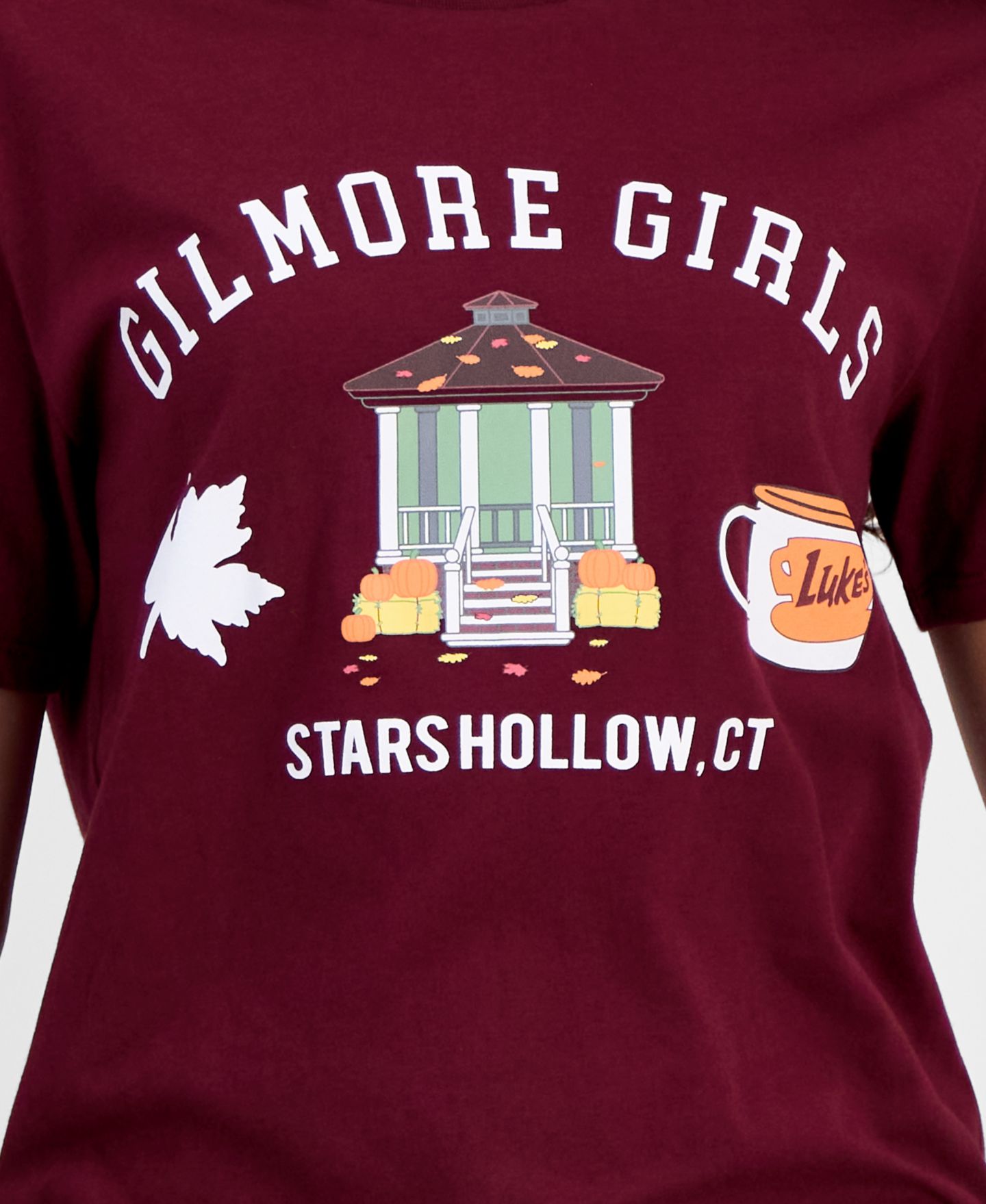 Женская футболка Grayson Threads, The Label Juniors' Gilmore Girls Graphic-Print, цвет: Винный — фото 3