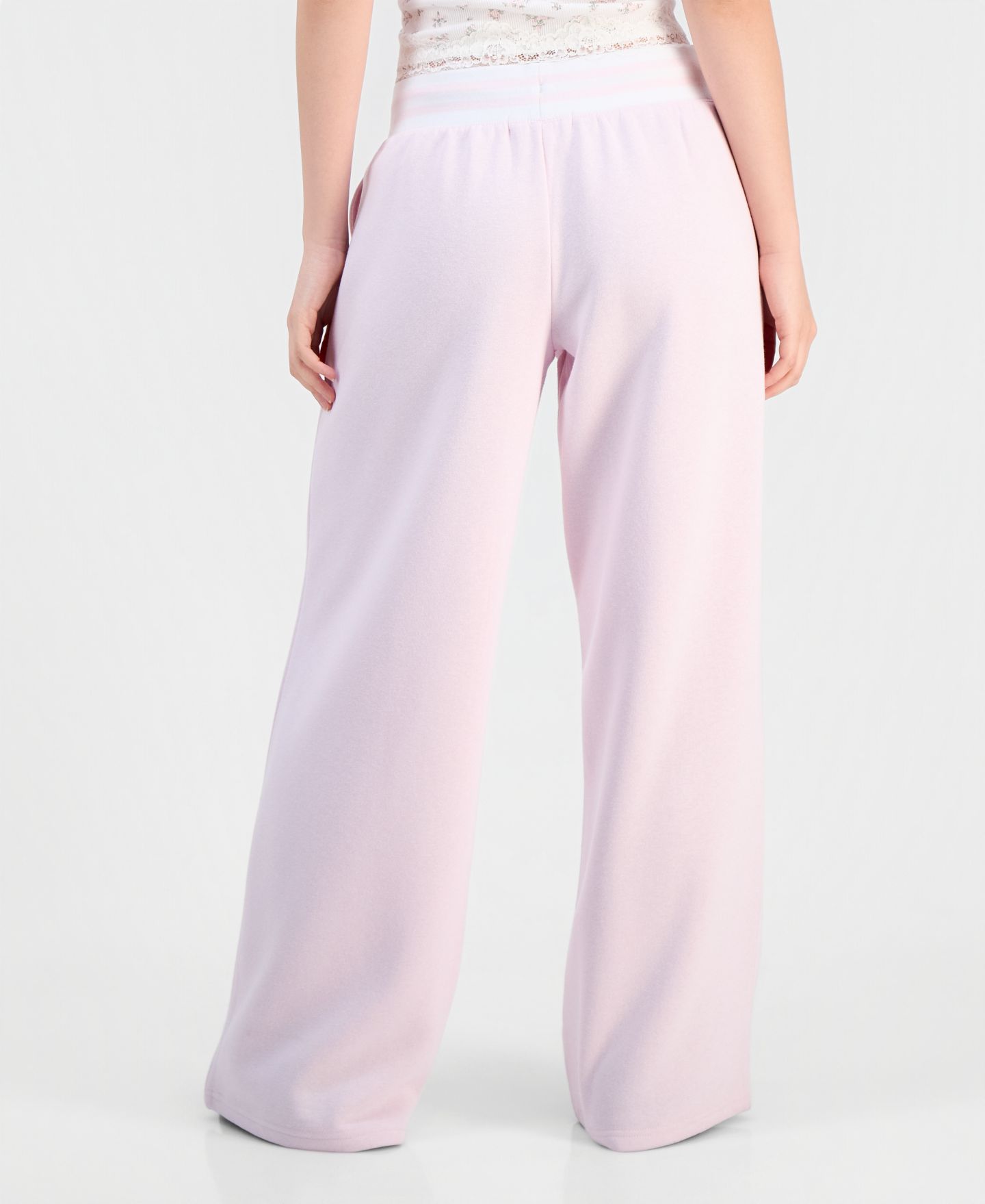 Женские брюки Madden Girl Juniors' Wide Fleece Contrast-Waist Sweatpants, цвет: Ballet Slipper — фото 8