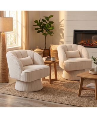 2Piece Ultra-Plush Swivel Accent Chair 360degree Barrel Chair with Cloud-Like Padding