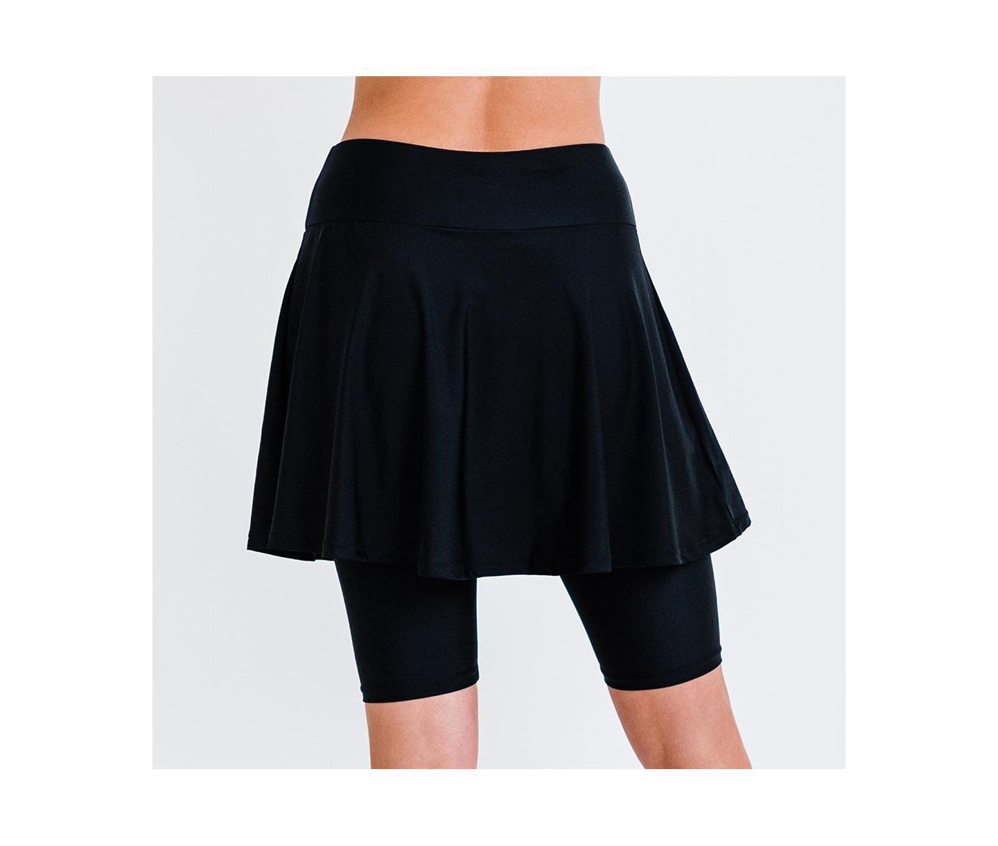 Женская юбка Calypsa Flared Mid-Thigh Swim Skirt With Bike Shorts, цвет: Чёрный — фото 2