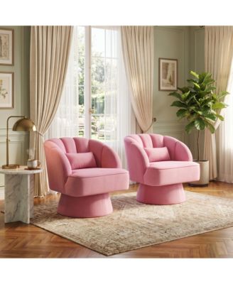 2Piece Ultra-Plush Swivel Accent Chair 360degree Barrel Chair with Cloud-Like Padding