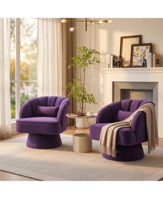 2Piece Ultra-Plush Swivel Accent Chair 360degree Barrel Chair with Cloud-Like Padding