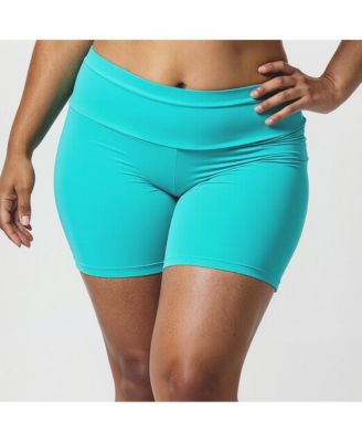Plus Size Chlorine Resistant High Waisted Mid-Thigh Swim Shorts
