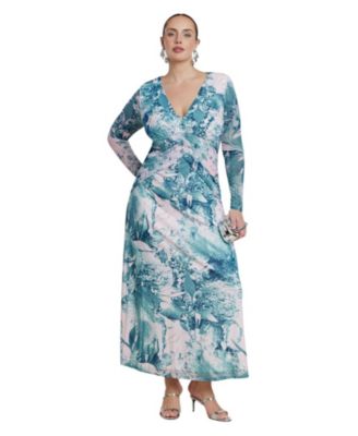 Women's Printed Mesh Maxi Dress