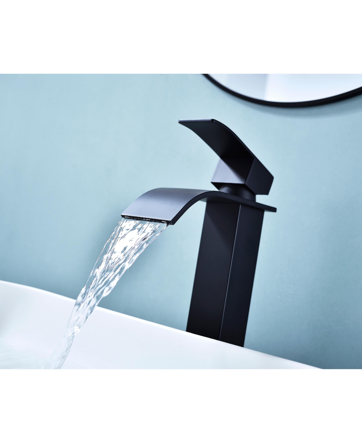 Phying Waterfall Spout Bathroom Sink Single Handle Faucet with Pop-Up Drain