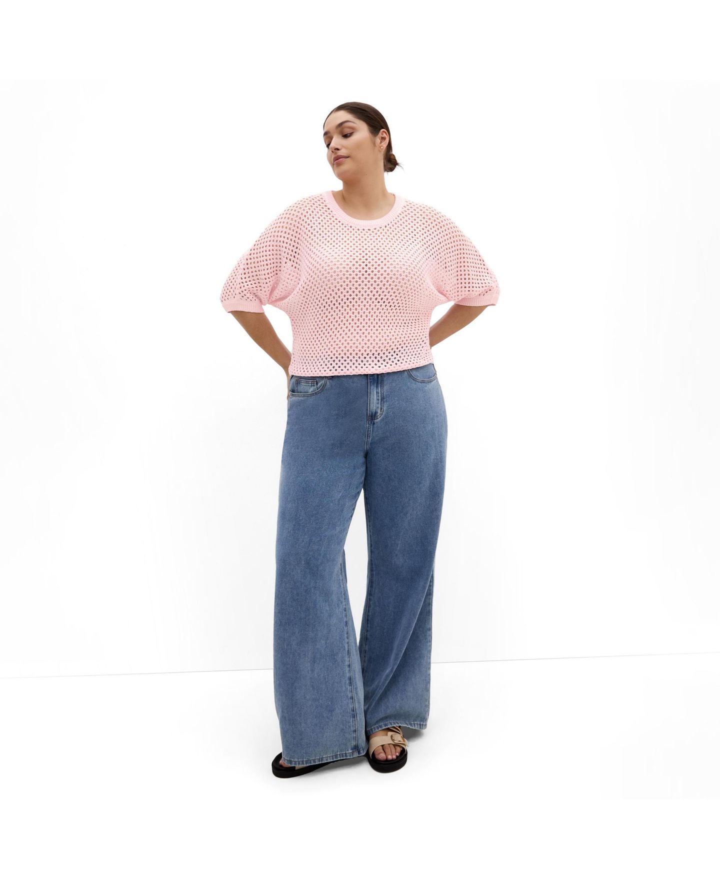 Женский топ CITY CHIC CITY Chi Crochet Knit Top, цвет: Розовый — фото 2