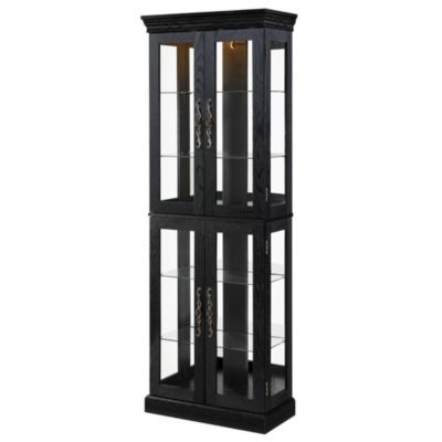 Elegant Lighted Glass Curio Display Cabinet Wooden Frame Storage Includes Light Bulb