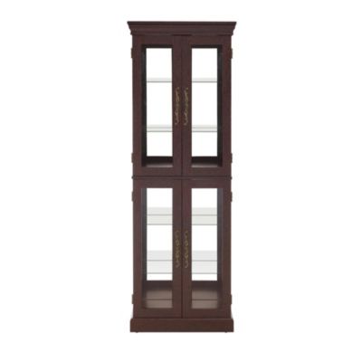 Elegant Lighted Glass Curio Display Cabinet Wooden Frame Storage Includes Light Bulb