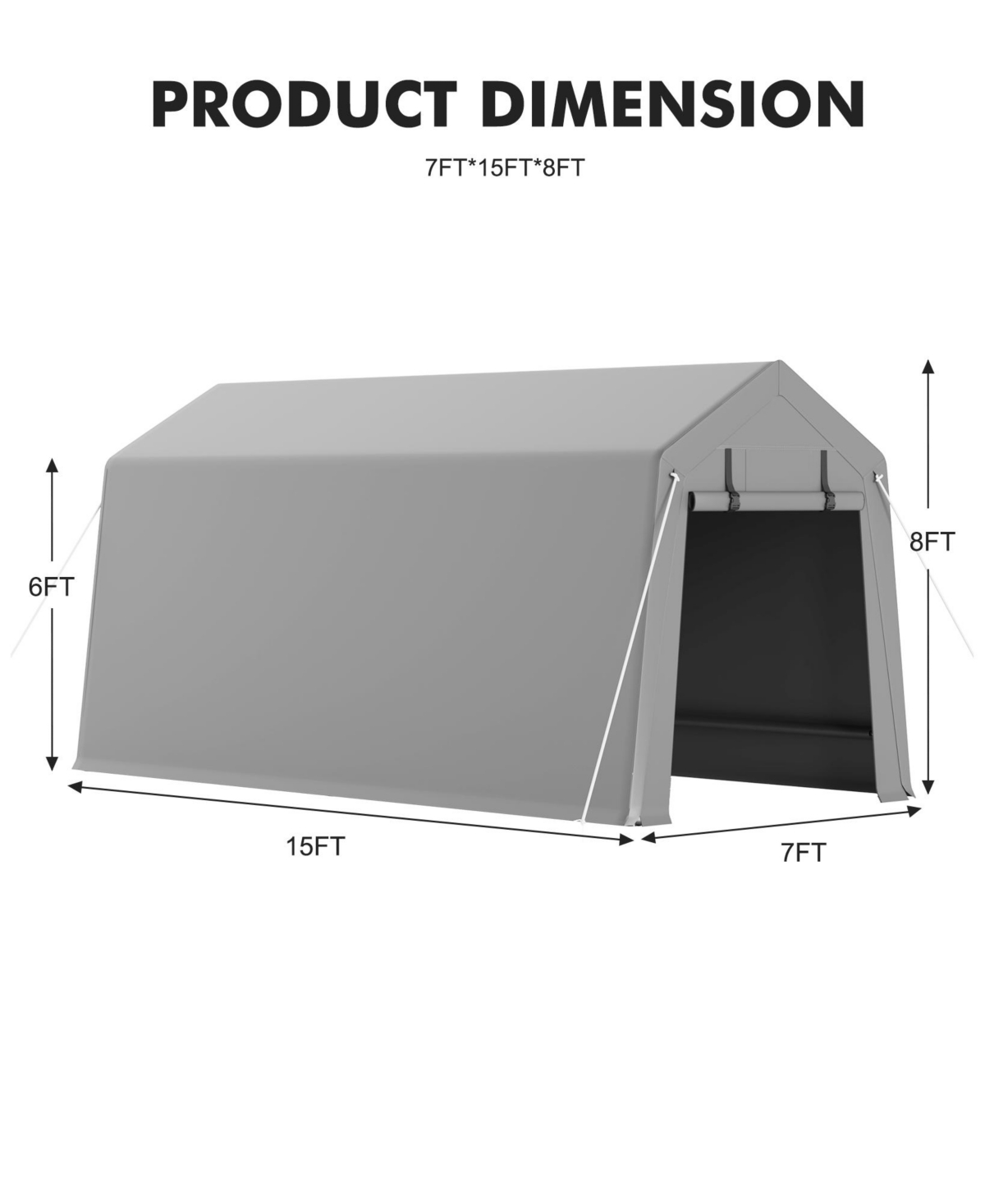 homfan 7x15 Ft Outdoor Storage Shed, All-Season Car Canopy, Motorcycle Shed, Heavy Duty Iron Frame with Pe Tarpaulin Cover for Lawn Mower