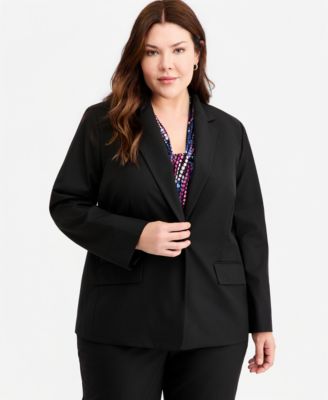 Plus Size Washable Bi-Stretch One-Button Blazer