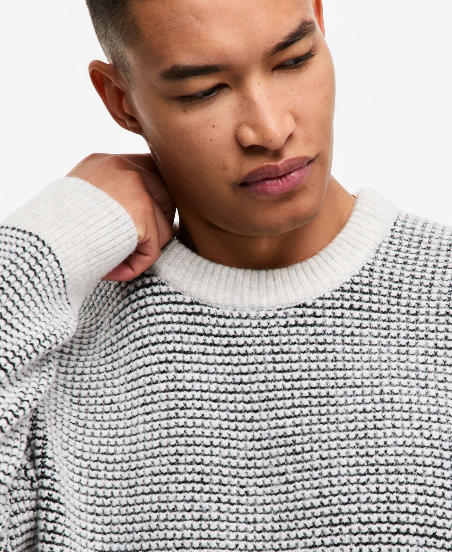 Мужской свитер Mode of One Long-Sleeve Waffle-Knit, цвет: Глубокий чёрный — фото 3