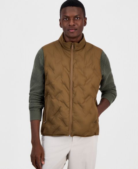Мужской жилет Alfani Welded Alfatech Contrast-Trim Full-Zip Vest, цвет: Кедровый коричневый
