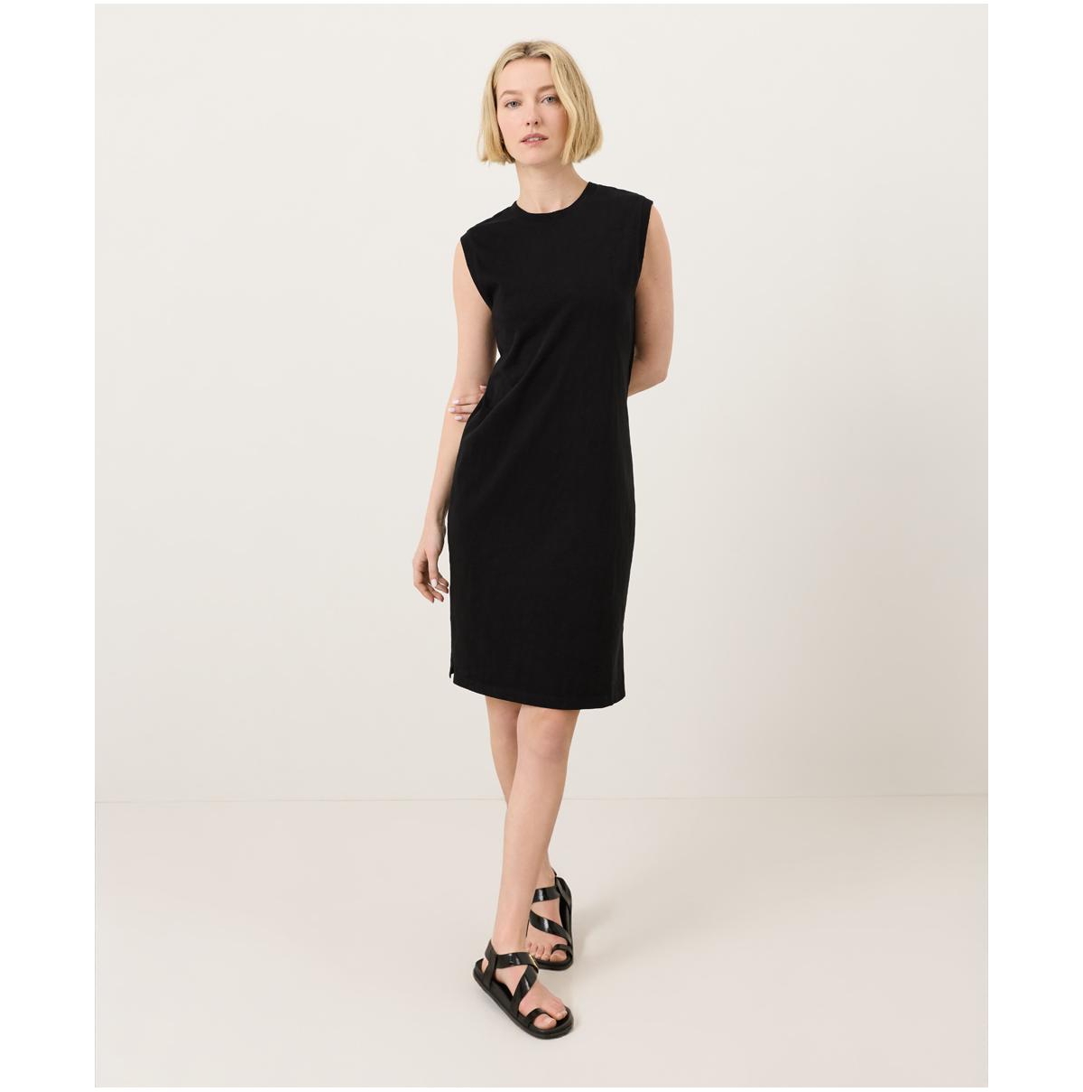 Pact Women's Organic Cotton Soft-Slub Essential Easy Muscle Tee Dress - Black