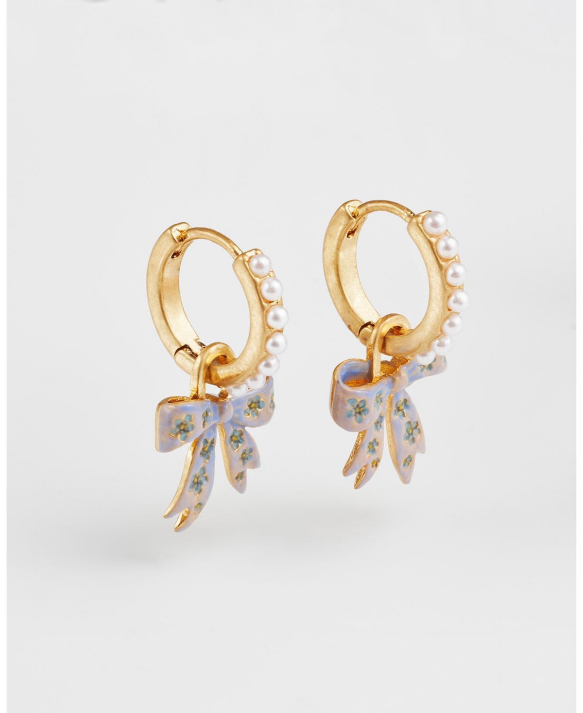Fable England Gold Forget Me Not Bow Huggie Earrings