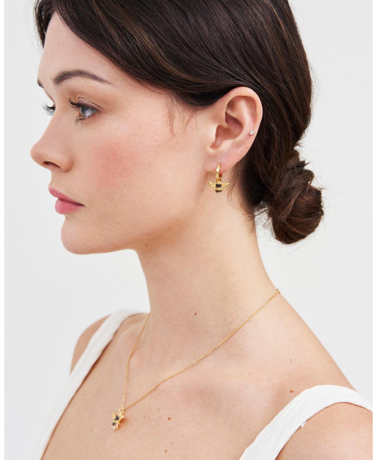 Fable England Honey Bee Huggie Earrings