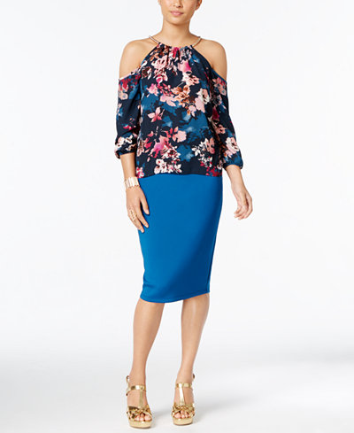 Thalia Sodi Cold-Shoulder Top & Pencil Skirt, Only at Macy's